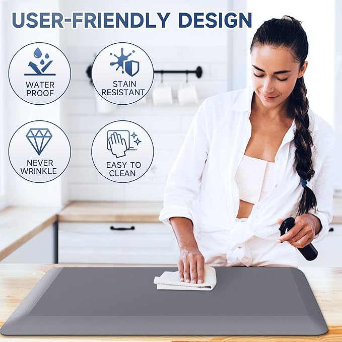 4/5 Inch Thick Kitchen Mats for Floor, StepRite Kitchen Rug for Standing Desk, Non-Slip, Thicker, Stain & Water Resistant, Comfort Anti Fatigue Floor Mat for Home, Kitchen, Office - Grey,108 * 30''