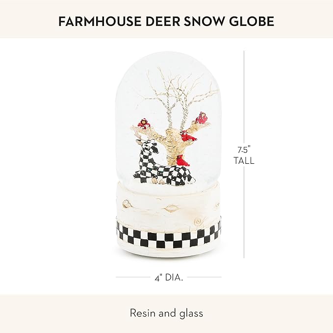 MACKENZIE CHILDS Snow Globe, Christmas Decor for Living Room, Farmhouse Deer