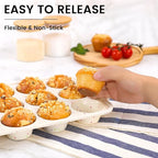 Vinino 2Pack Silicone Muffin Pan for Baking with Metal Reinforced Frame, Regular 12 Cup and Jumbo 6 Cup Nonstick Cupcake Pan Set, BPA Free Silicone Muffin Tray Molds for Oven Dishwasher Safe