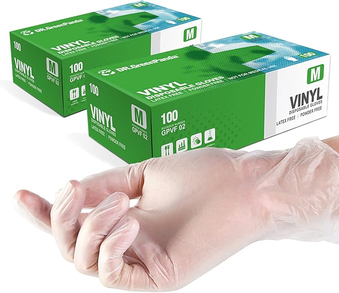 Clear Vinyl Food Safe Disposable Gloves Latex Free Powder Free for Food Prep Handling Cooking Cleaning