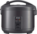 Tiger JNP-S15U-KY 8 Cup Capacity White Rice Cooker with Non-Stick Inner Pot, Retractable Power Cord, and Keep Warm up to 12 hours (Obsidian Black)