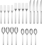Oneida Silverware Set, Chefs Table 20 Piece Everyday Flatware Set, Service For 4, 18/0 Stainless Steel, Dishwasher Safe, Knives Spoons And Forks Sets, Home And Kitchen Utensils (Silver, 20 Piece)