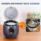 Bear Mini Rice Cooker 2 Cups Uncooked, 1.2L Portable Non-Stick Small Travel Rice Cooker, BPA Free, One Button to Cook and Keep Warm Function, Blue