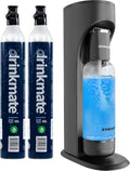 Drinkmate OmniFizz Sparkling Water Maker & Soda Streaming Machine | Carbonates Any Drink | VALUE KIT | Includes Two 60L CO2 Cartridges + One BPA-Free Bottle (Matte Black)