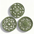 ME.FAN Trivets for Dishes/Pots/Pans, 3 Pcs Silicone Mats, Flexible/Durable/Non Slip Hot Pads to Protect Table and Counter Top (Olive Green)