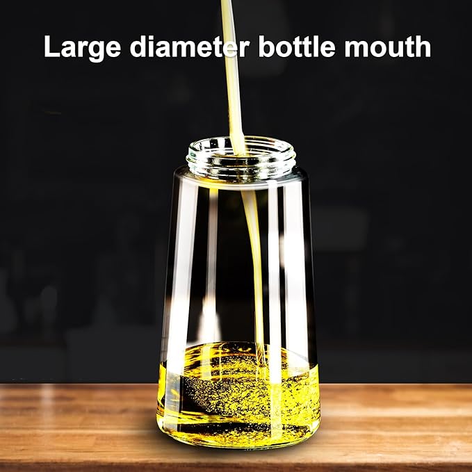 mqnxoi 2 in 1 Glass Oil Sprayer & Dispenser,16oz/470ml Olive Cooking, Air Fryer, and Salad, for Kitchen Gadgets and Air Fryer Accessories, w/Stickers (Black + White Bottle 2)