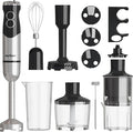 Sunvivi Cordless Hand Blender: 1000W 12-Speed Electric Stick Mixer with 10 Accessories, 600ML Chopper, Whisk, Milk Frother for Smoothie, Soup, Puree, Immersion Blender Set, Black