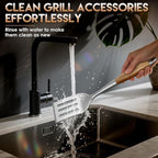 TIVOLI 3PCS Grilling Accessories, Heavy Duty BBQ Tool Set with Stainless Steel Spatula, Tongs, Fork, Wood Handles Barbecue Utensils Kit for Outdoor, Perfect Grill Gifts for Dad Men