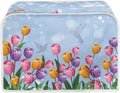JEOCODY Toaster Oven Covers - Extra Large Blue Flower Bread Maker Cover, Fits Most Standard 2 Slice Toasters