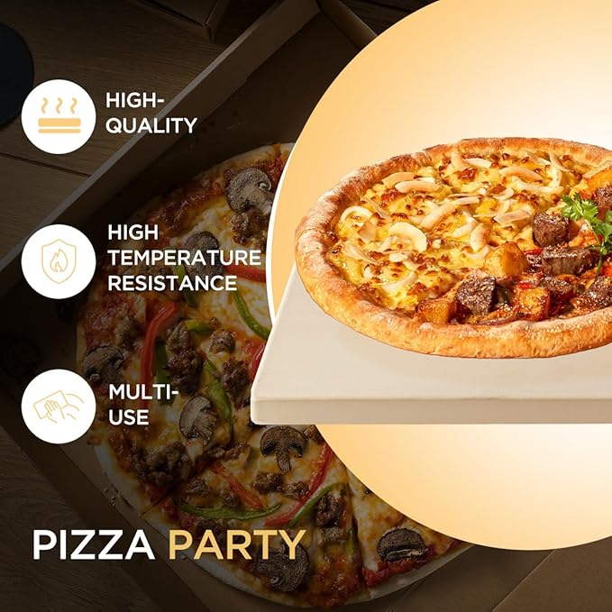 Pizza Stone for Oven and Grill, Heavy Duty Cordierite Baking Pan, Rectangular Baking Stone for Bread, Cookie,15x12 Inch