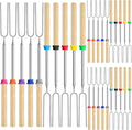 30 Pack Smores Sticks Kit, 32 Inch Marshmallow Roasting Sticks for Fire Pit, Extendable Hot Dog Smores Skewers Camping Accessories Marshmellow Forks Campfire BBQ Grill Tools, 10 Colors