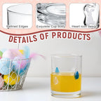 Skylety 2 Pcs Easter Icon Juice Glasses Bunny Drinking Cups Gifts Easter Rabbit Egg Pattern Coffee Mugs 13.5 oz Old Fashioned Whiskey Cocktail Stemless Wine Glasses for Christmas Party Decor