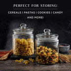 JoyJolt Elegant Cookie Jar. 2 Large Glass Jar With Lid. Jars for Kitchen Counter with Lids, Candy Jar, Decorative Apothecary Canisters, Half Gallon Lid Airtight