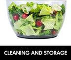 Smile mom Salad Spinner Large Lettuce Spinner Kitchen Gadgets, Large Salad Spinner Vegetable Washer, High Efficiency for Kitchen Washing & Drying Leafy Vegetables, One-Handed Easy Press 6.3 Qt White