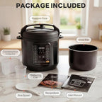 Sweetcrispy 16-in-1 Electric Pressure Cooker 6QT, 12-Preset Multi Cookers with Ceramic Pot, Slow Cook Rice Steamer Sauté Soup Yogurt Maker and More, Recipe Book