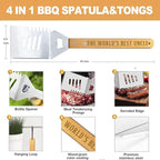 Uncle Gifts, Christmas Uncle Gift from Niece Heavy Duty Wooden BBQ Grilling Accessories Kit for Backyard, Thick Stainless Steel Grill Utensils with Non-Slip Handle Tools in Portable Bag Father's Day