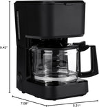 Amazon Basics 5 Cup Drip Coffee Maker with Glass Coffee Pot (0.8 Qt), Auto Shut-off, Auto Pause, Removable Filter Basket, Matte Black