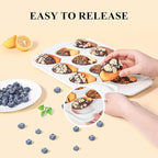 Vinino Silicone Madeleine Pan with Metal Reinforced Frame, 12-Cavity Shell Shape Madeleine Mold with Non-Slip Handle, Nonstick Madeleine Cookie Trays for Oven, BPA Free, Dishwasher Safe- Cream
