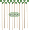 100 Pcs 6" Green Heart St. Patrick's Day Wooden Swizzle Sticks, Cocktail & Coffee Drink Stirrers, Cake Pop & Lollipop Sticks for Irish Festival Party Wedding