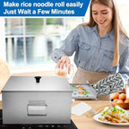 2-Layer Rice Noodle Roll Steamer, with Extra Steam Tray, Stainless Steel Top Open Rice Roll Steamer, for Home Use, Chinese Cheung Fun Cuisine Recipes Cookware, for Stove, Induction Cooktop