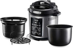 Gourmia GPA2060 One-Lid Pressure Cooker + Air Fryer With 15 One-Touch Cooking Functions - 6-Quart Nonstick Cooking Pot, Air Fry Basket, Multi-purpose Rack, Measuring Cup