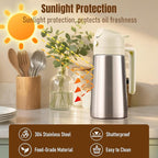 PARACITY Oil Dispenser Bottle with Stainless Steel Shell & Ceramic Sprayed Interior, 2 in 1 Olive Oil Sprayer and Dispenser, Oil Spray Bottle for Cooking, Kitchen, BBQ, Air Fryer, Salad, Baking(White)