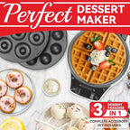 Thick Belgian Waffle Maker with 3 Removable Plates, 7” Non Stick Belgian Waffle Iron Removable Plates, 3 in 1 Mini Donut Maker Machine, Cake Pop Maker Machine Set with Accessories & Tools