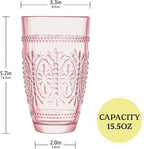 CREATIVELAND Drinking Glasses,Water Drinking Glass (Pink, 15.5)