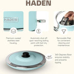 Haden Heritage 1.7 Liter Stainless Steel Electric Tea Kettle with Heritage 2 Slice Wide Slot Stainless Steel Bread Toaster, Turquoise