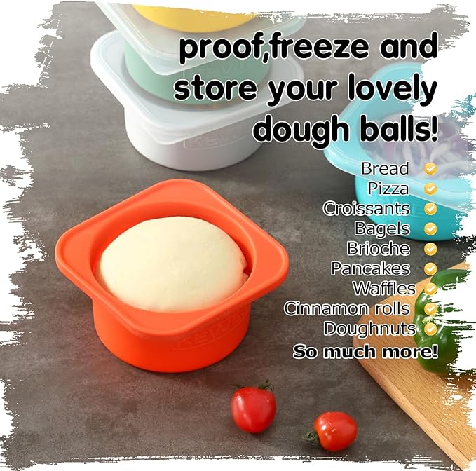 PLUS Large 1000ml Pizza Dough Proofing Boxes for DIY Artisan Pizza, Food Grade Silicone Stackable Containers with Lids. Freezer, Fridge, Dishwasher Safe (3Space Grey Plus)