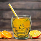 COURONNE CO. Clear Recycled Drinking Glass Tumbler, Perfect for Cocktails, Refreshments & Everyday Use, Restaurant Grade, Crafted without lead-based materials (15.2 Oz, Sugar Skull)
