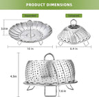 Steamer Basket, Premium Stainless Steel Vegetable Steamer Basket for Veggies & Seafood Cooking, Expandable Food Steaming Basket Fits for Various Size Pots & Pans (6.4" to 10") LAIHIFA