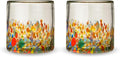 Twine Segunda Vida Artistico 100% Recycled Glassware Tumblers, Hand Blown Cocktail Glasses for Dinner Party, Icon Glasses Gifts, Stemless Margarita Mexican Glassware, Set of 2, 13 oz, Multicolor