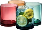 Khen Classic Plastic Reusable Tumbler Drinking Glasses (4 Set) Jewel Muted Colors 13oz Acrylic Unbreakable Water Lowball DOF Juice, Wine | BPA-Free | Top-Rack Dishwasher Safe, Tritan Shatterproof