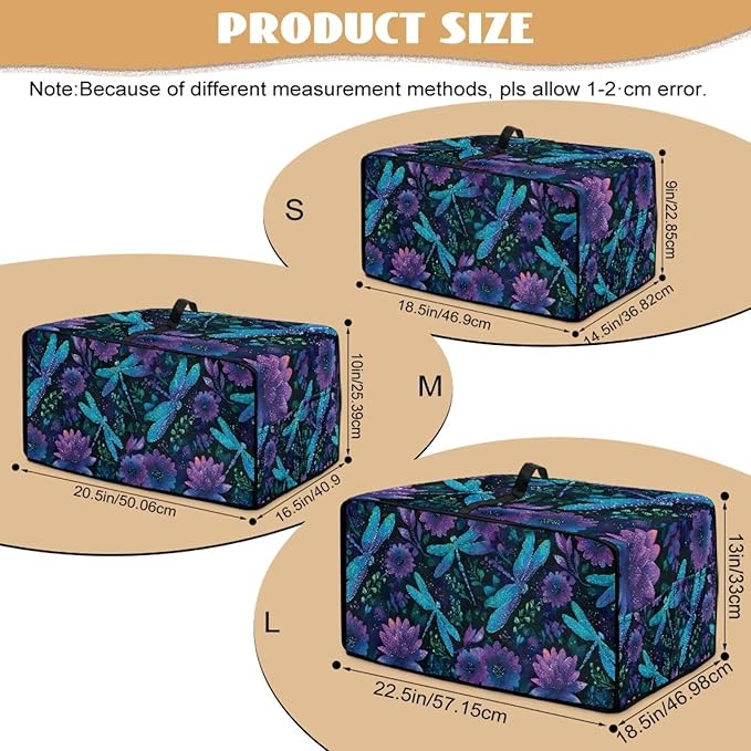 Dragonfly Lotus Print Toaster Oven Cover Compatible with Most Toaster Ovens, Heavy Duty Dust-proof Microwave Oven Cover for Kitchen Counter, Purple (Small-14.5 * 18.46 * 9 inches)