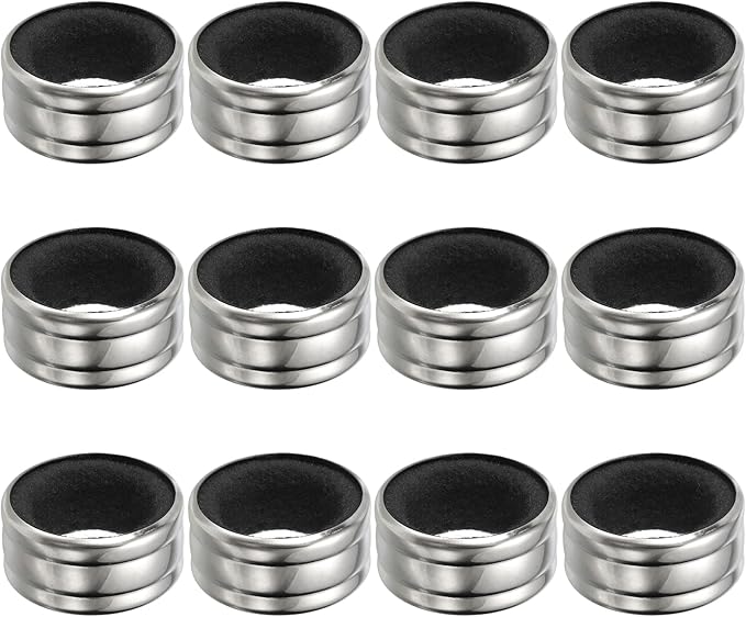 PATIKIL 12 Pcs Wine Bottle Collars, Stainless Steel & Velvet Felt Bottle Drip Ring Anti-overflow Wine Drip Catcher Accessories for Kitchen Bar Party Beverage, Black (Regular)
