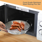 Oil Filter Tray, Stainless Steel Mesh Drain Basket Colanders Air Fryer Accessories for Fried Food Draining Rack Barbecue Grill Tray Net Draining Pan Strainer for Vegetable Dessert (8.7 Inch)