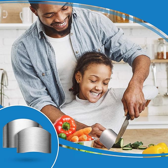 SHINEOFI 8pcs Stainless Steel Finger Guards Kitchen Hand Protectors Safety Cutting Guards for Vegetable and Fruit Chopping Dicing Cooking Tool Set