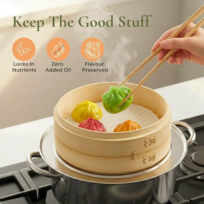HAPPi STUDIO Stainless Steel Bamboo Steamer Ring - Fits 8 10 11 12 Inch Bamboo Dumpling Basket - Dim Sum Steamer Ring Adapter for Wok, Pot, Rice Cooker