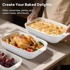 Ceramic Casserole Dishes Set of 3, Stoneware Baking Pans for Oven, Rectangular Lasagna Dish & Bakeware Set, Red (14.7’’/12.4’’/10.3’’)