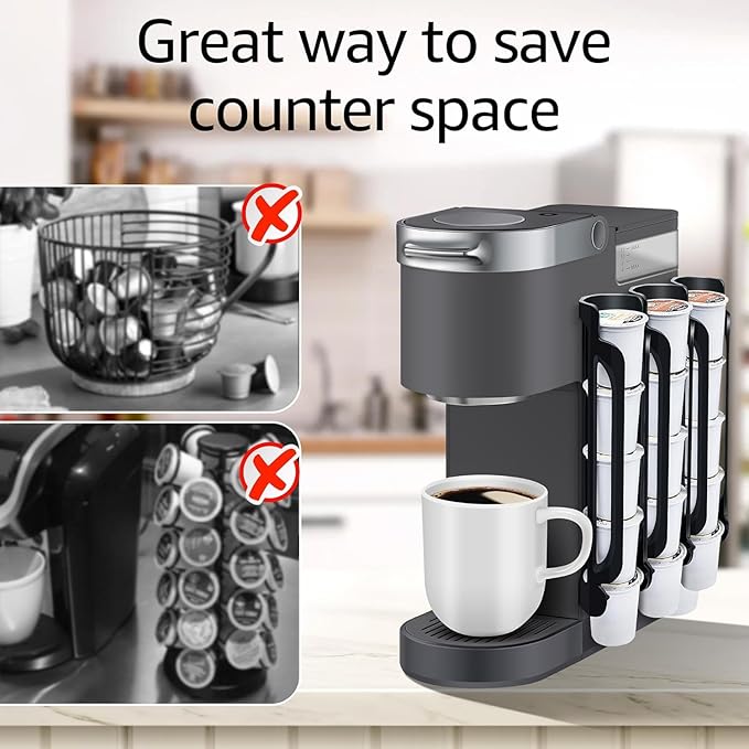 K Cup Holder for Keurig: Coffee Pod Holder for Counter Small Space - Kcup holder for Wall Mount (4, Gray)