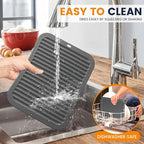 Silicone Trivet Mats 2 Heat Resistant Pot Holders Multipurpose Non-Slip Hot Pads for Kitchen Potholders, Drying mat, Jar Opener, Spoon Holder, Coaster.(Dim Grey)
