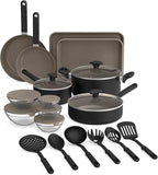 bella 21 Piece Kitchen Set with EverGood™ Ceramic Nonstick Coating, Dishwasher & Oven Safe, All Stovetops Compatible, Tempered Glass Lids & Cool Touch Handles, Black