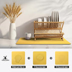 Ecotrim - Dish Drying Mat for Kitchen Counter | Coffee Bar Mat for Countertops | Heat Resistant Drainer Mat with Non-slip Rubber Backed | Hide Stain Kitchen Absorbent Draining Mat | Yellow 16"x20"
