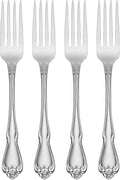 Oneida Silverware Set, Oneida True Rose Everyday Flatware Dinner Forks Set, Service For 4, 18/0 Stainless Steel Fork Sets, Rust Resistant, Dishwasher Safe, Dining Utensils Sets (Silver, 4 Piece)