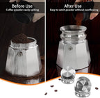 Coffee Tamper for 4 Cups to 6 Cups Moka Pot, 304 Stainless Steel Espresso Dosing Funnel Set, Coffee Distributor Leveler Compatible with Italian Espresso Stovetop Moka Pot, Silver
