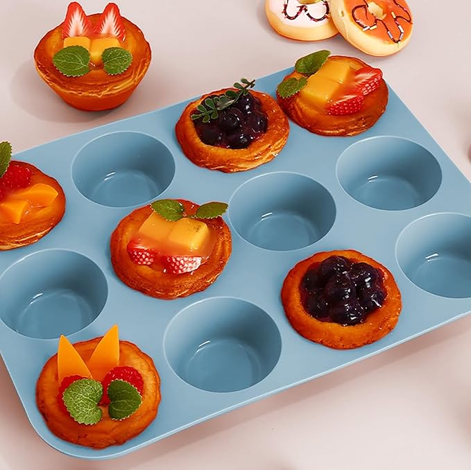 7in1 Silicone Bakeware Baking Set, Kitchen Bake Pans Molds Tray for Oven with BPA Free Round/Square Cake Pan, Loaf Pan, Muffin Pan for Bread Pizza Cheesecake Cupcake Pie Desserts