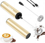 Rechargeable Milk Frother, Electric Coffee Foamer, Handheld Drink Mixer for Latte, Cappuccino, Coffee, Eggs, Hot Chocolate, Protein,Beige