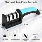 Premium 3-Stage Knife Sharpener - Professional Repair, Restore & Polish for Kitchen Knives, Razor Sharp in Seconds, with Ergonomic Grip for Perfect Control