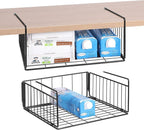 SUFAUY 2-Pack Under Shelf Basket, Under Cabinet Storage Hanging Shelf for Pantry Closet, Black